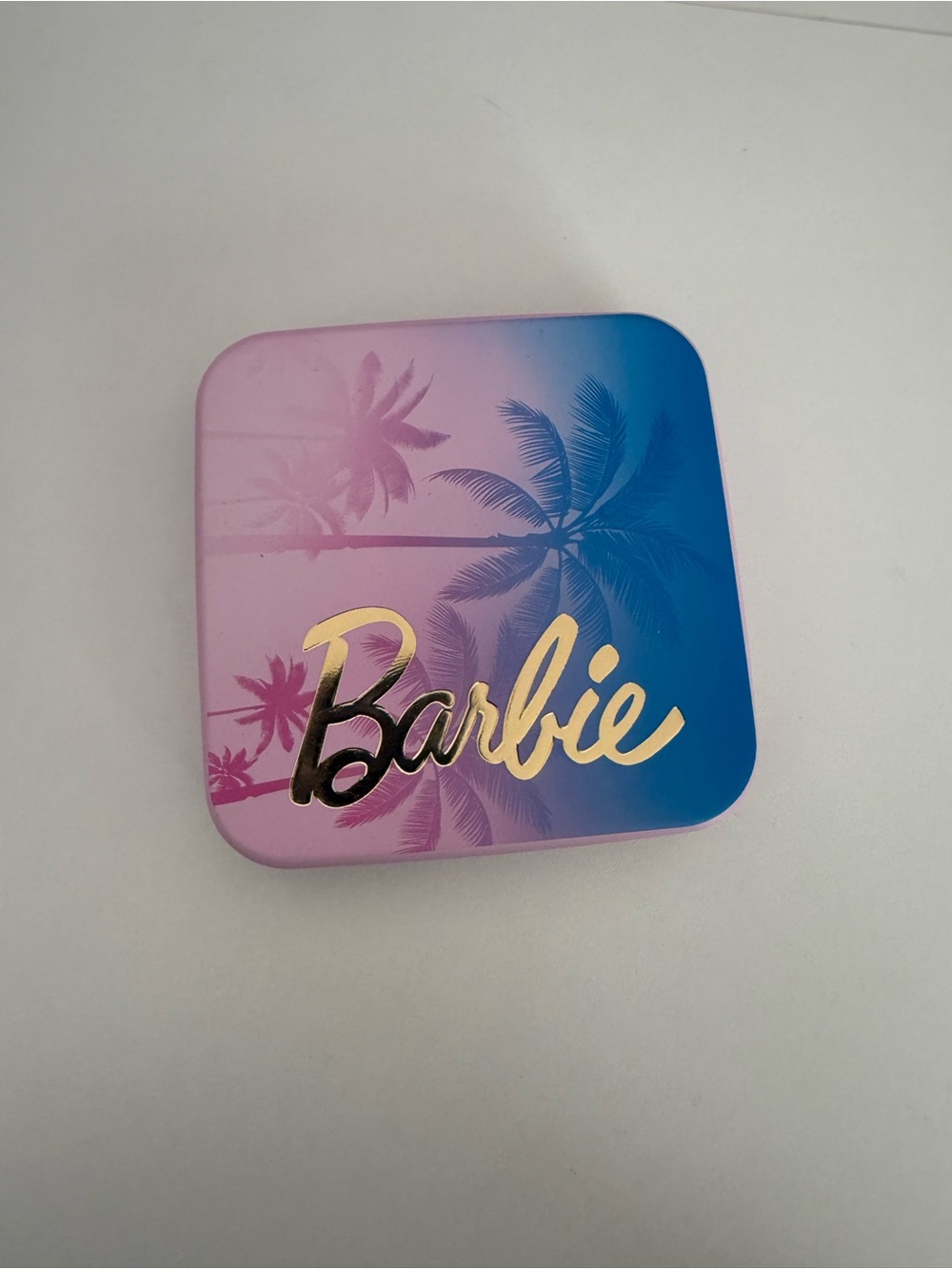 Barbie Pink & Blue Palm Tree Compact with Gold Logo